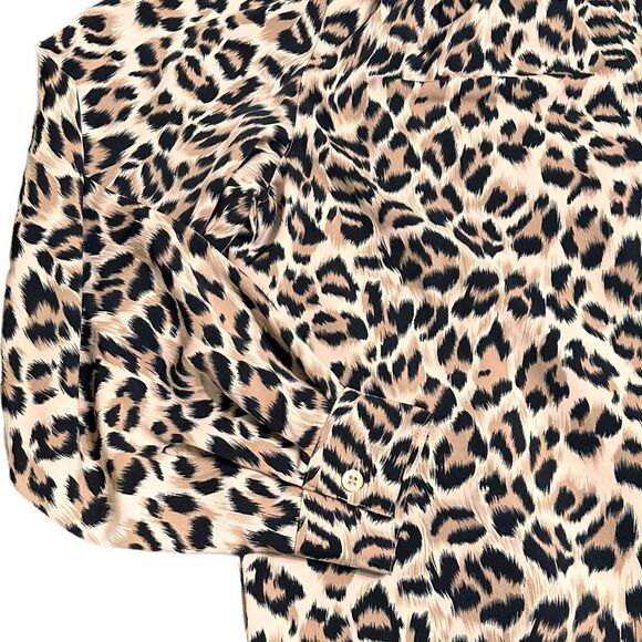 Vintage 80s Alfred Dunner Leopard Print Silky Long sleeve Shirt Blouse Size 16 - Picture 6 of 12